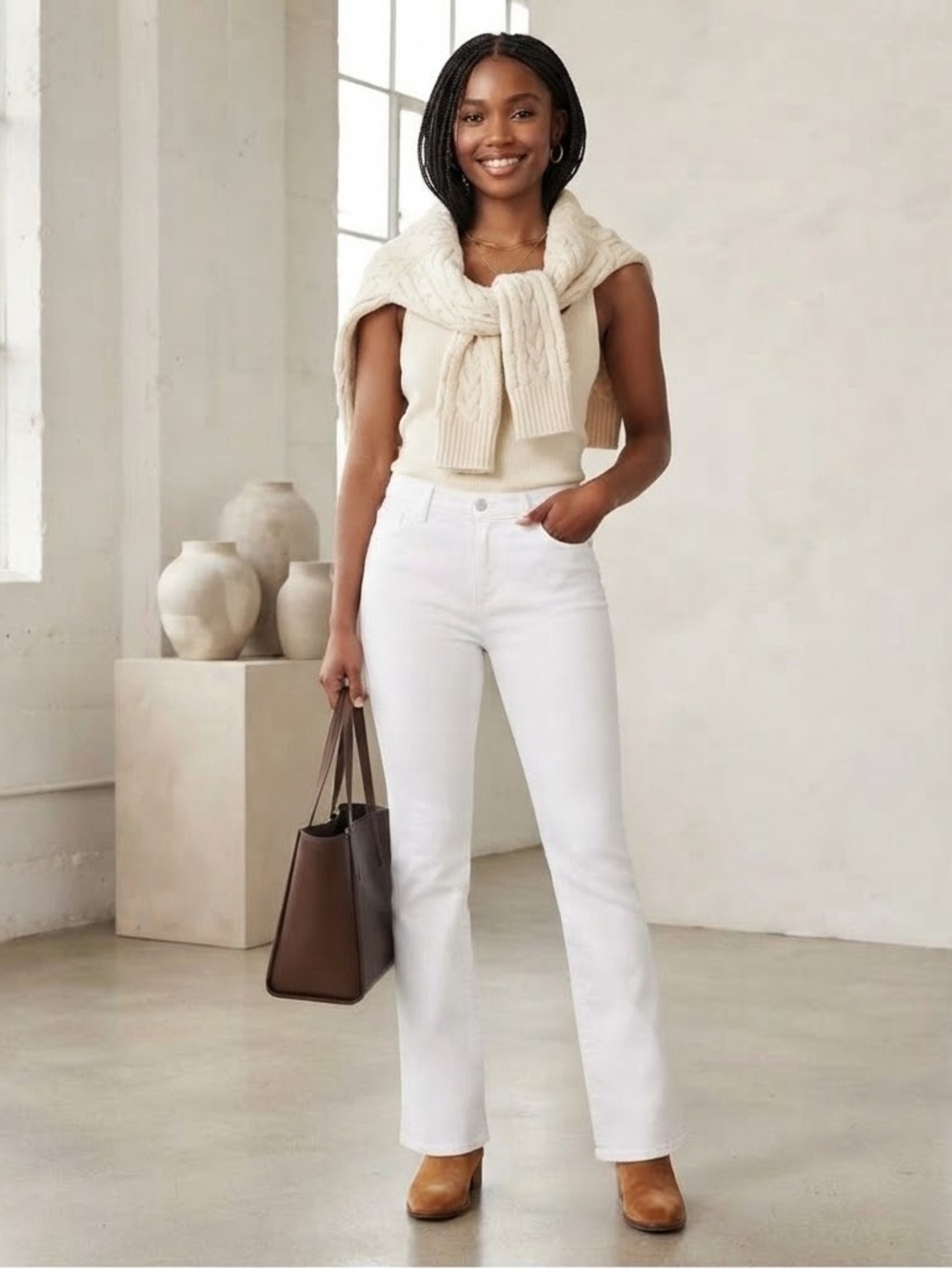 Democracy NYC Ab-solution Itty Bitty Bootcut White Jeans Size 10 White Mid-Rise